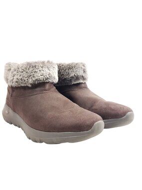 Skechers Womens Size 9 Brown Faux Fur-Lined Slip-On Ankle Boots